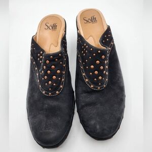Söfft Black and Tan Studded Mules Sz 10M